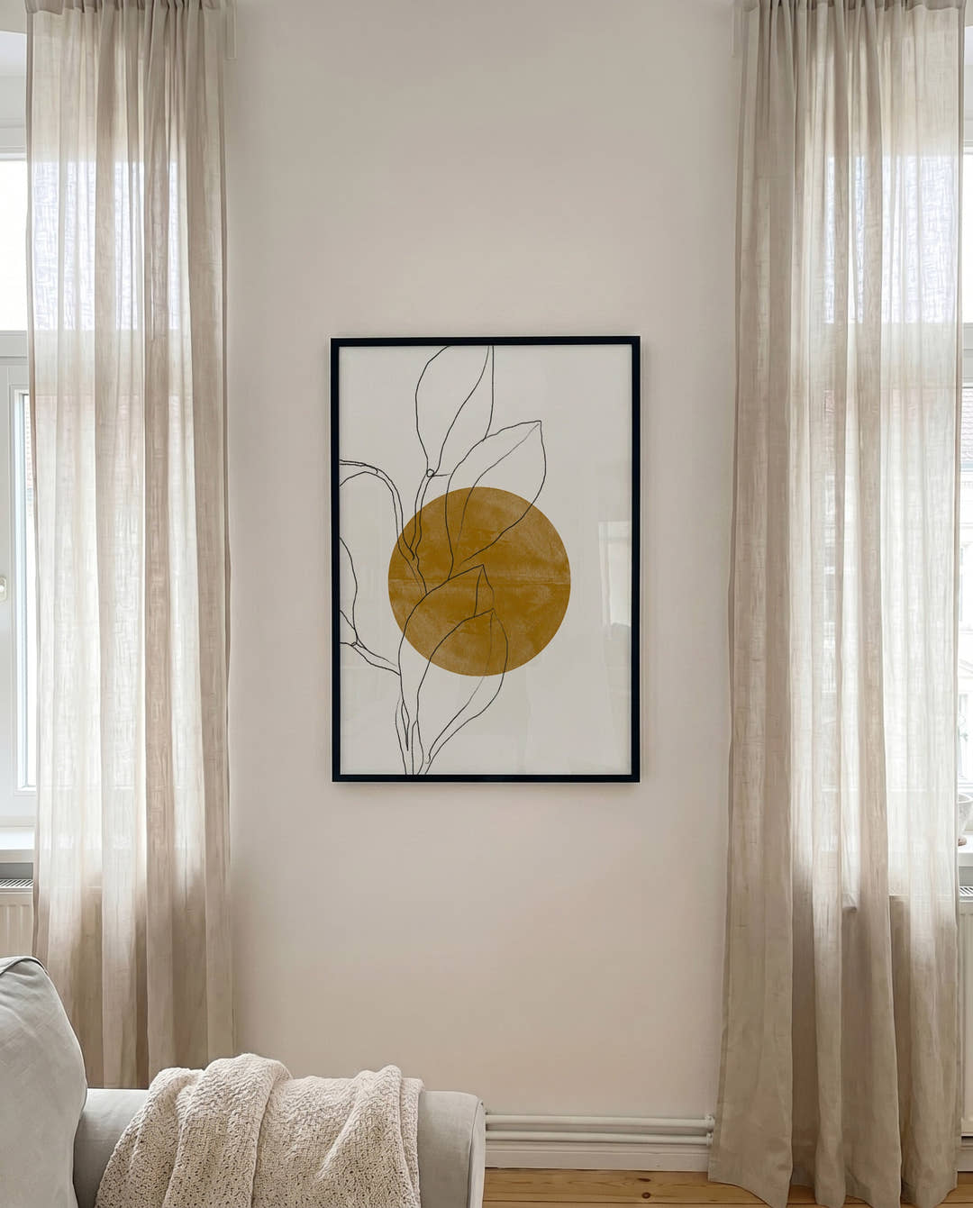 Goldenes Botanik Poster modern – Golden Line Botanic