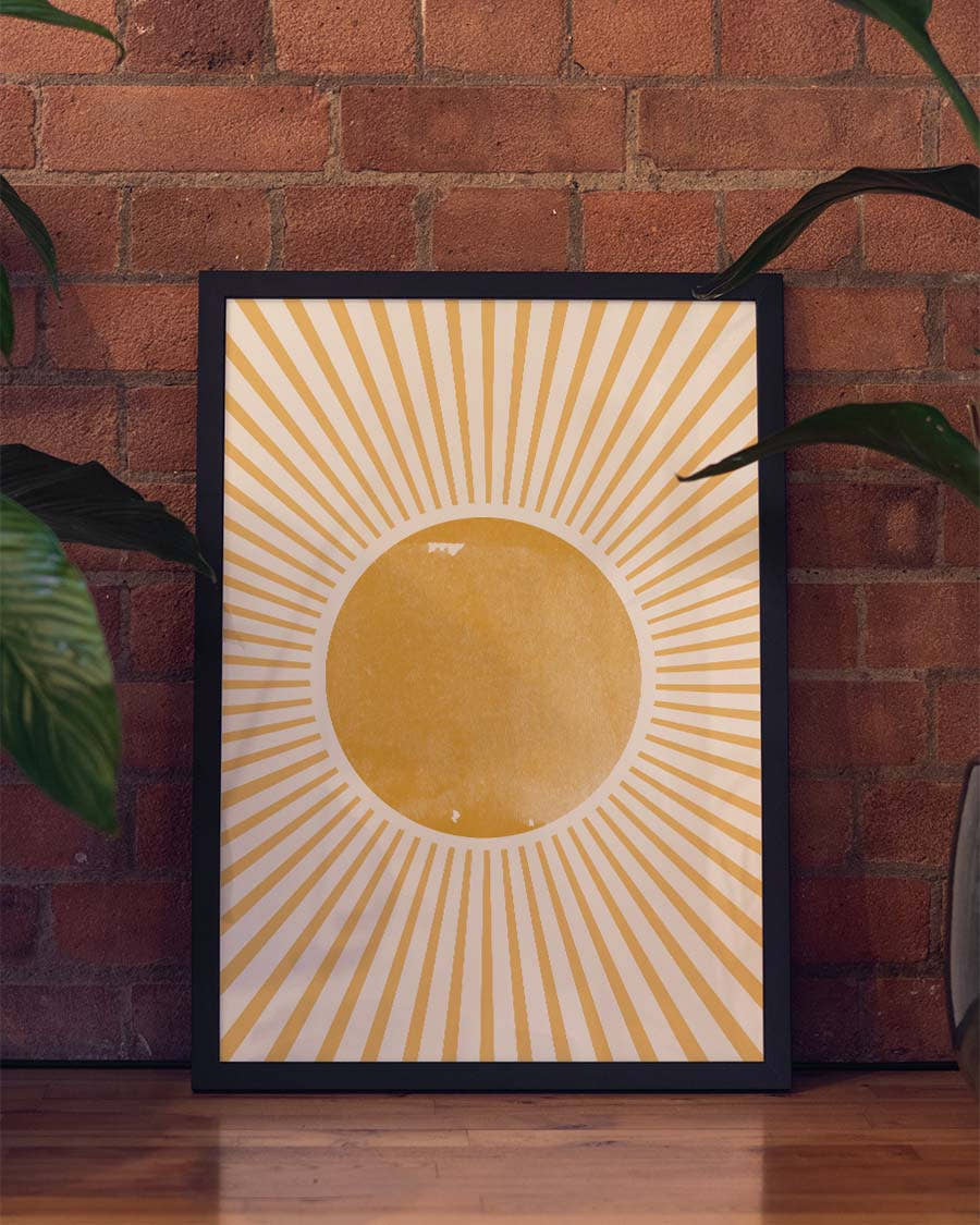 Minimalistisches Sonnen Poster – Golden Sunburst Minimal