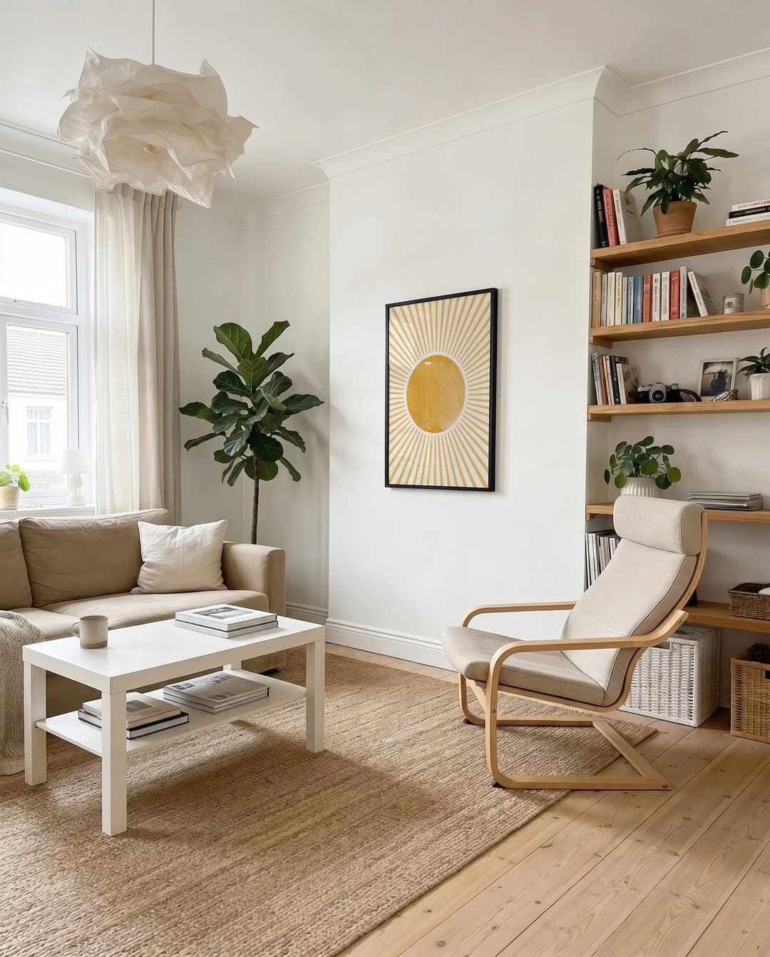 Minimalistisches Sonnen Poster – Golden Sunburst Minimal