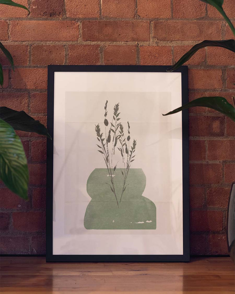 Grünes Vasen Poster modern – Green Modern Vase Botanic
