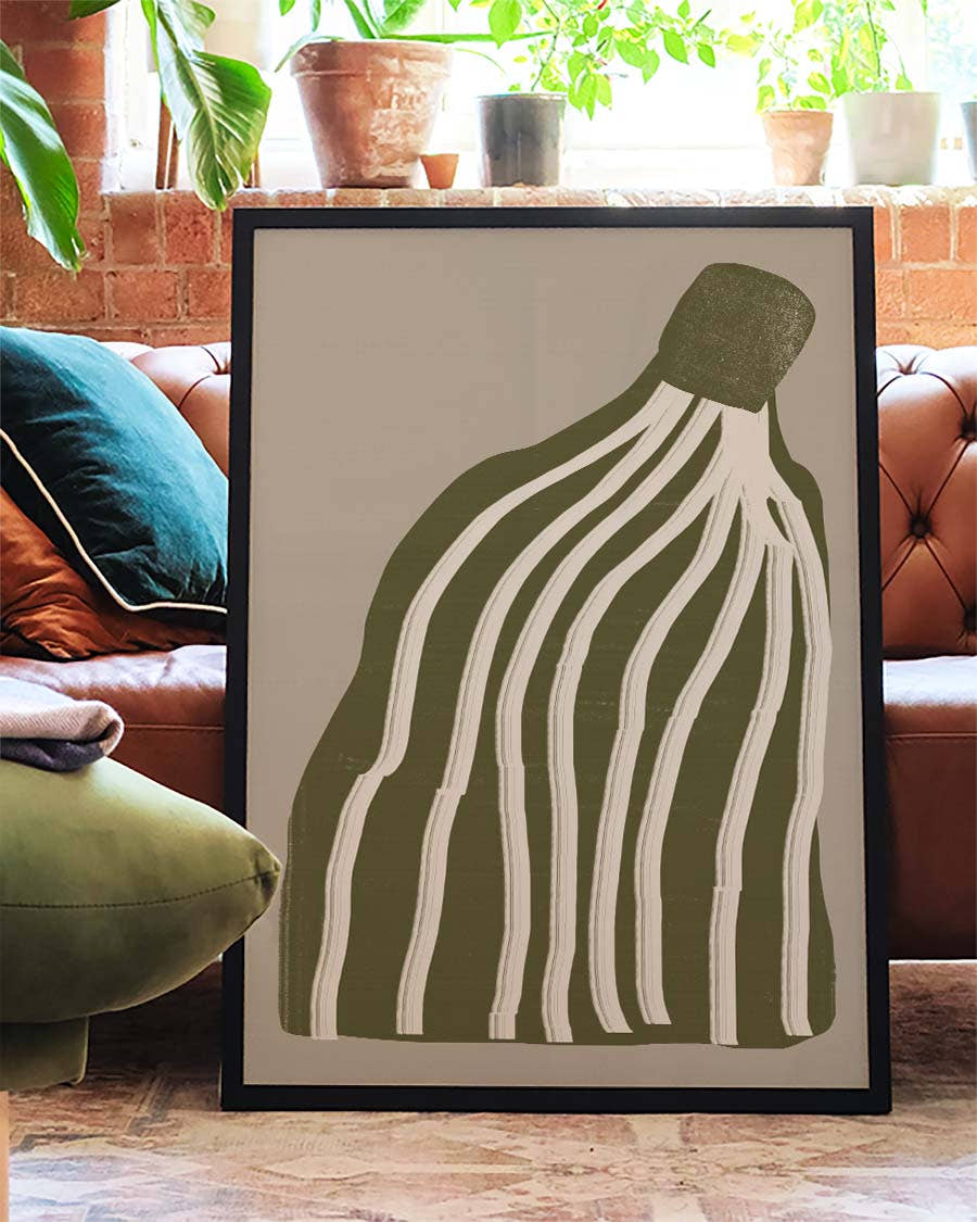 Grünes Gestreiftes Vasen Poster – Green Striped Vas
