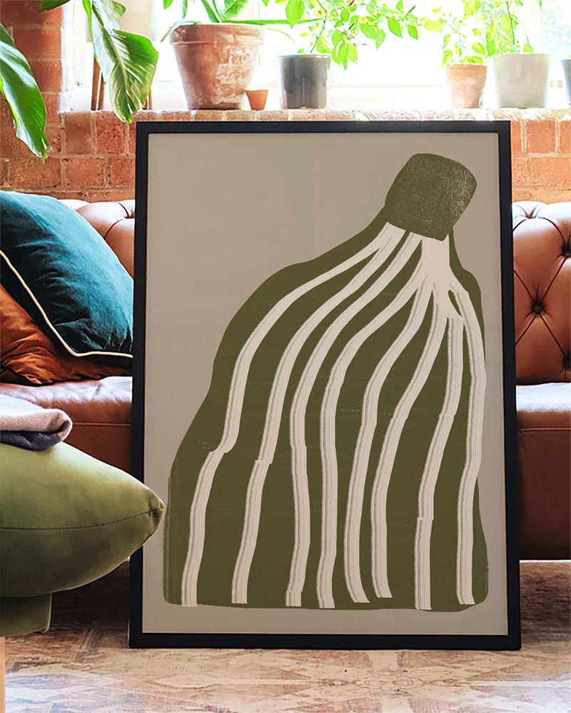 Grünes Gestreiftes Vasen Poster – Green Striped Vas