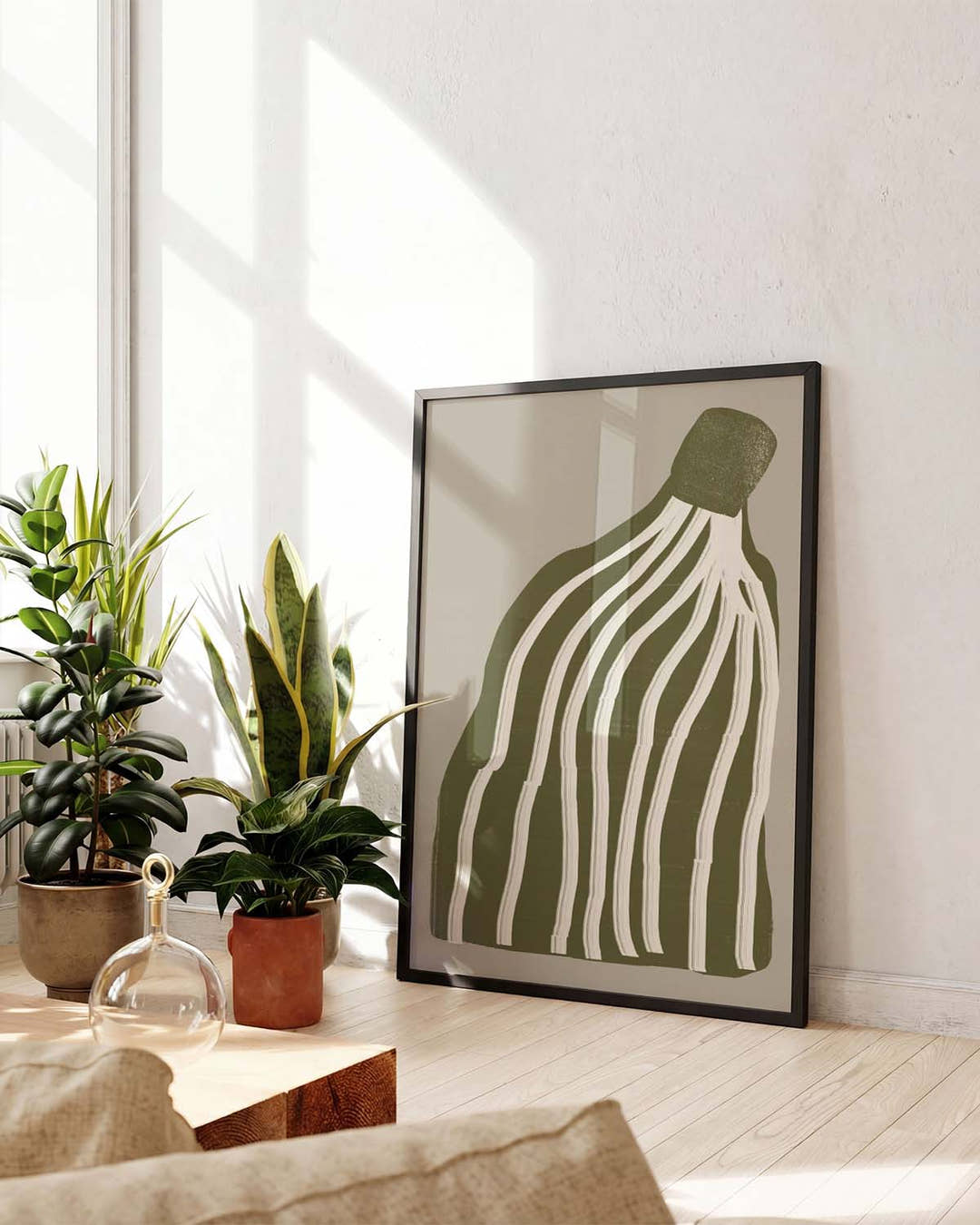 Grünes Gestreiftes Vasen Poster – Green Striped Vas
