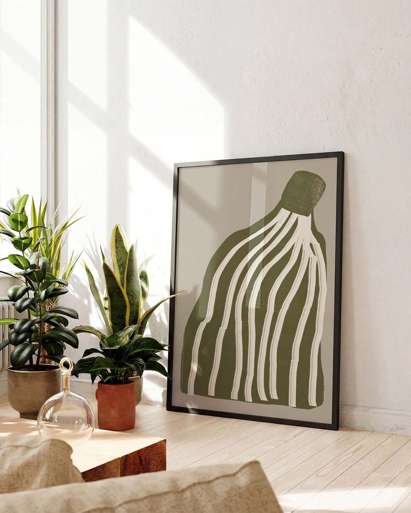 Grünes Gestreiftes Vasen Poster – Green Striped Vas