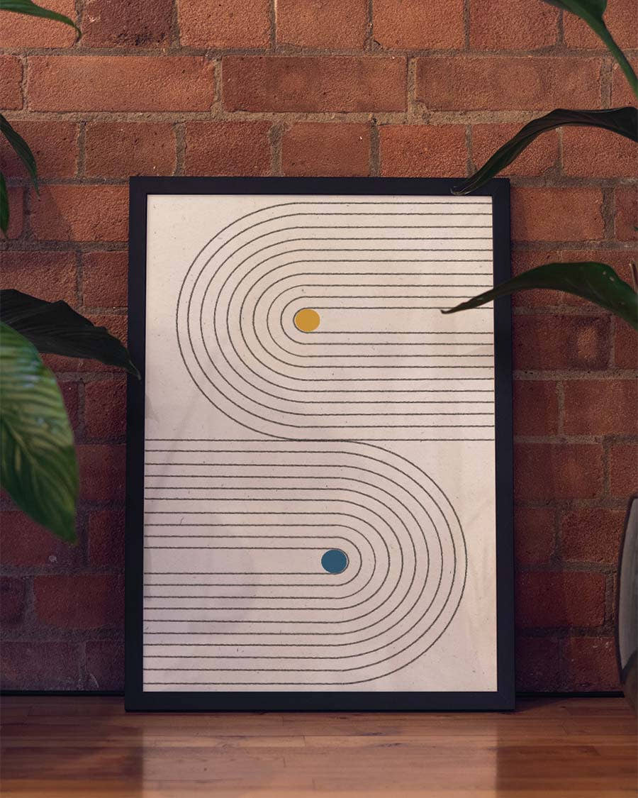Line Wave Abstract Poster – Line Wave Color Dots