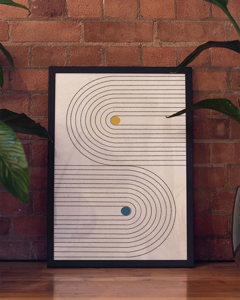 Line Wave Abstract Poster – Line Wave Color Dots