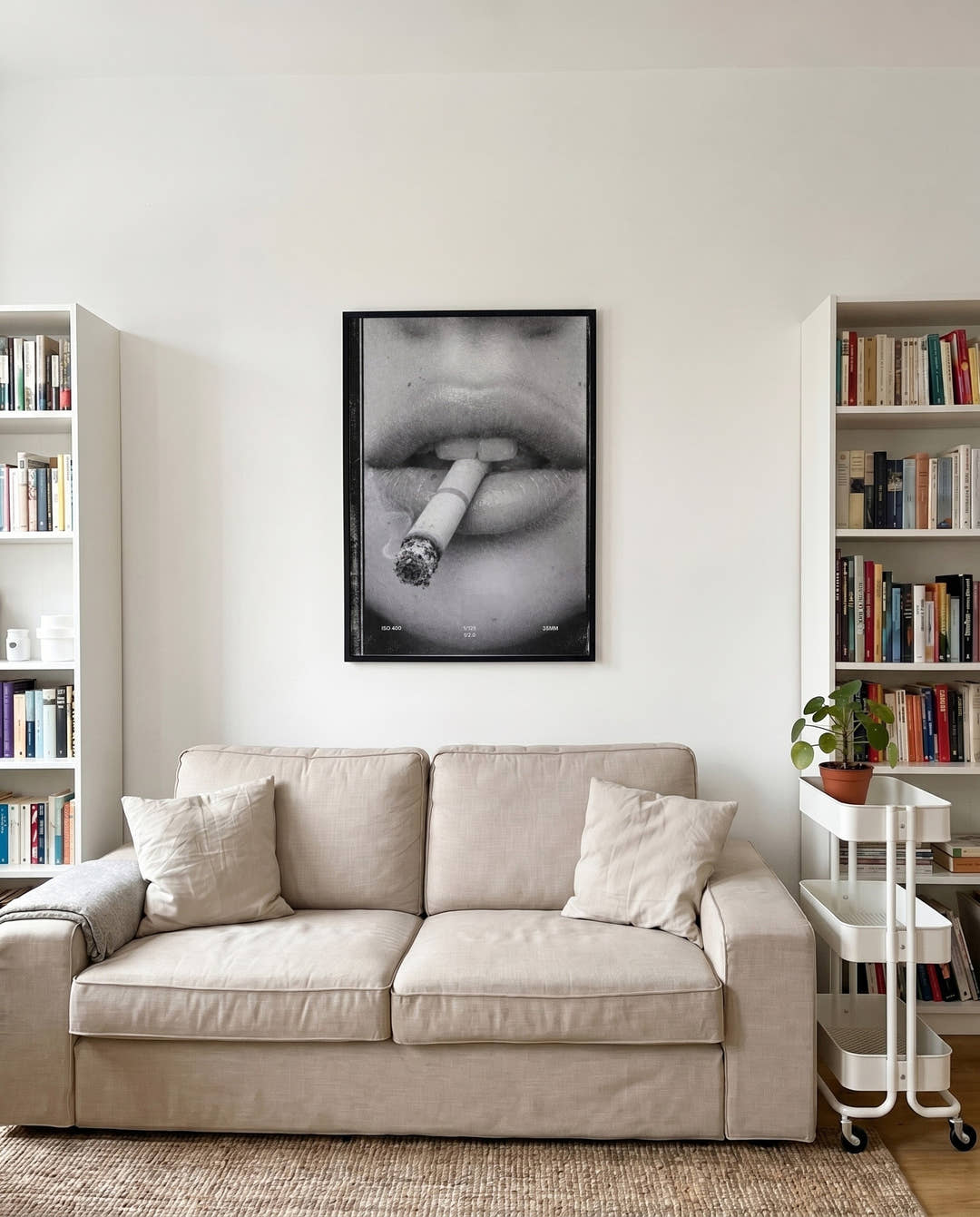 Schwarzweiß Poster Lippen &amp; Zigarette – Fotografie