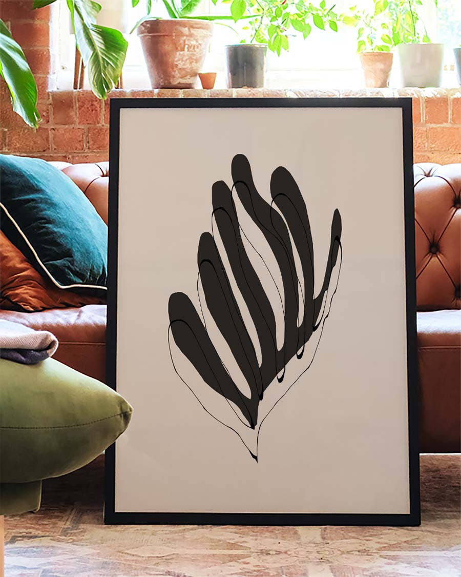 Minimalistisches Blatt Poster – Minimal Black Leaf