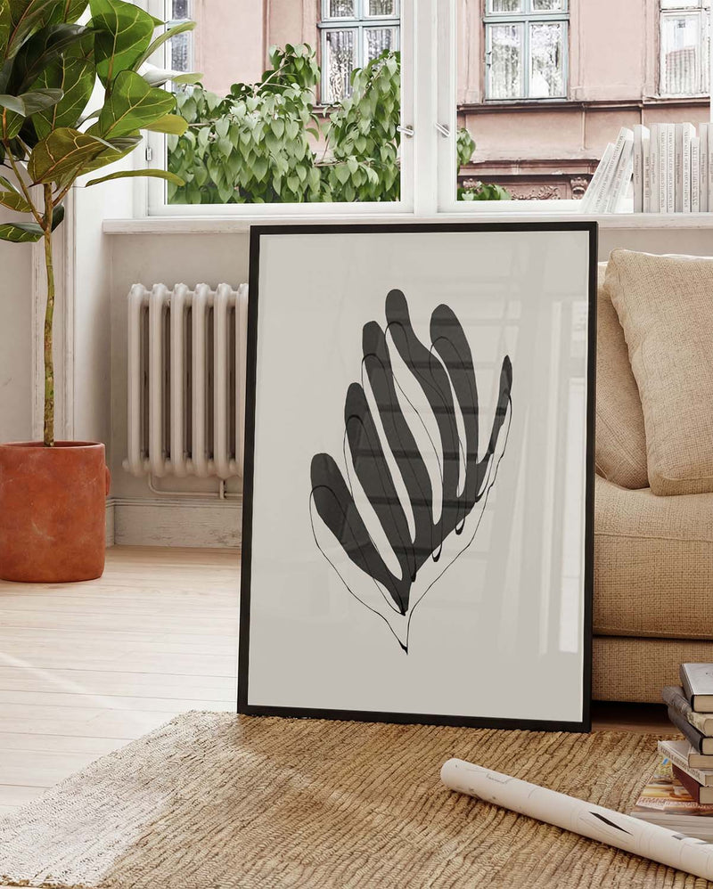 Minimalistisches Blatt Poster – Minimal Black Leaf