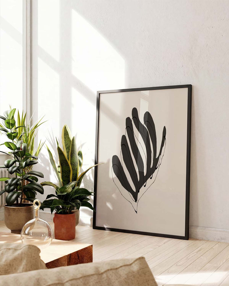 Minimalistisches Blatt Poster – Minimal Black Leaf