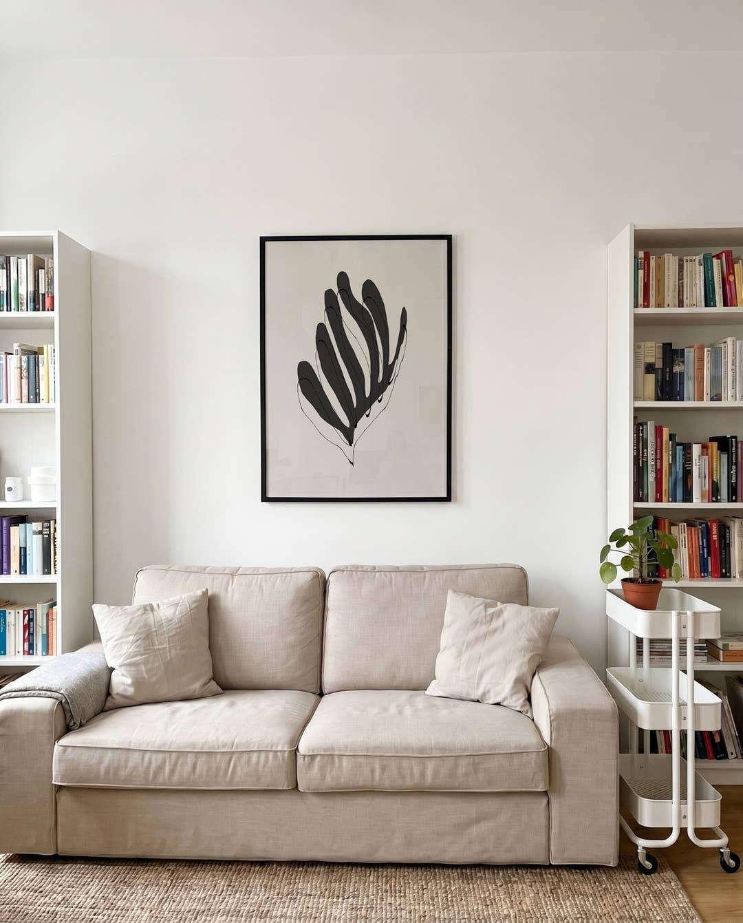 Minimalistisches Blatt Poster – Minimal Black Leaf