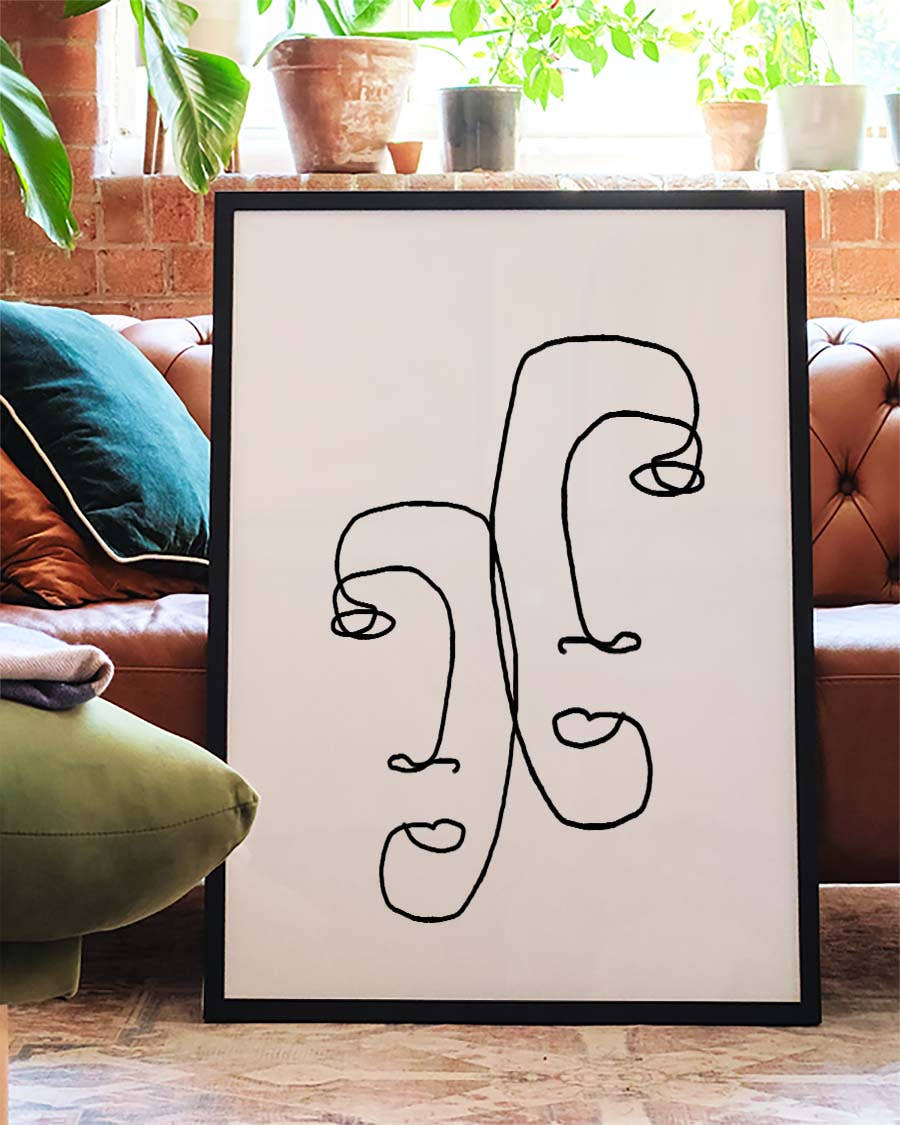 Minimal Linien Gesichter Poster – Minimal Line Faces
