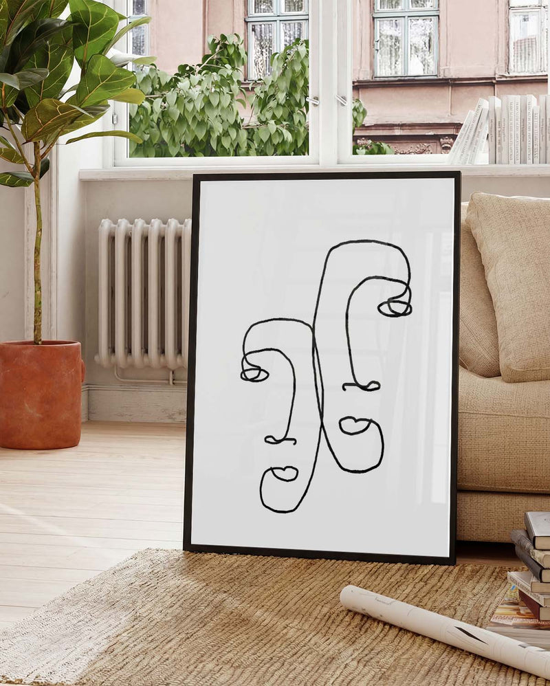 Minimal Linien Gesichter Poster – Minimal Line Faces