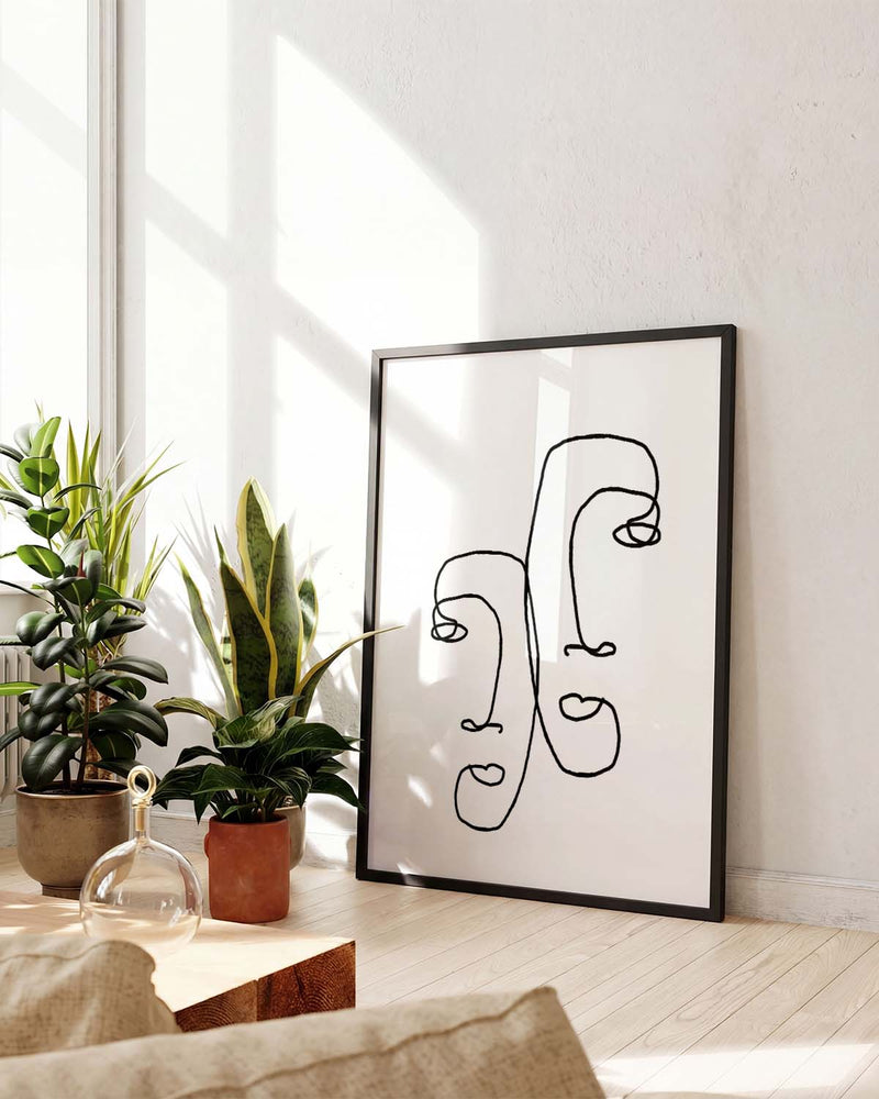 Minimal Linien Gesichter Poster – Minimal Line Faces
