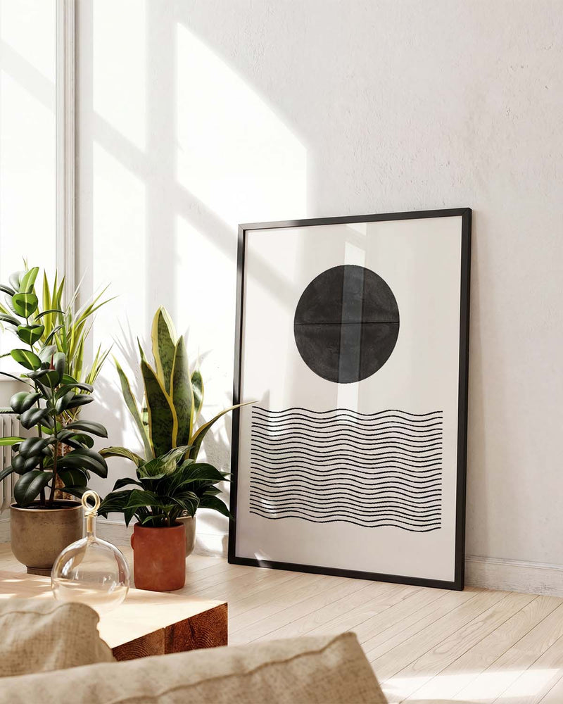 Mond über Wellen Poster – Moon Over Waves