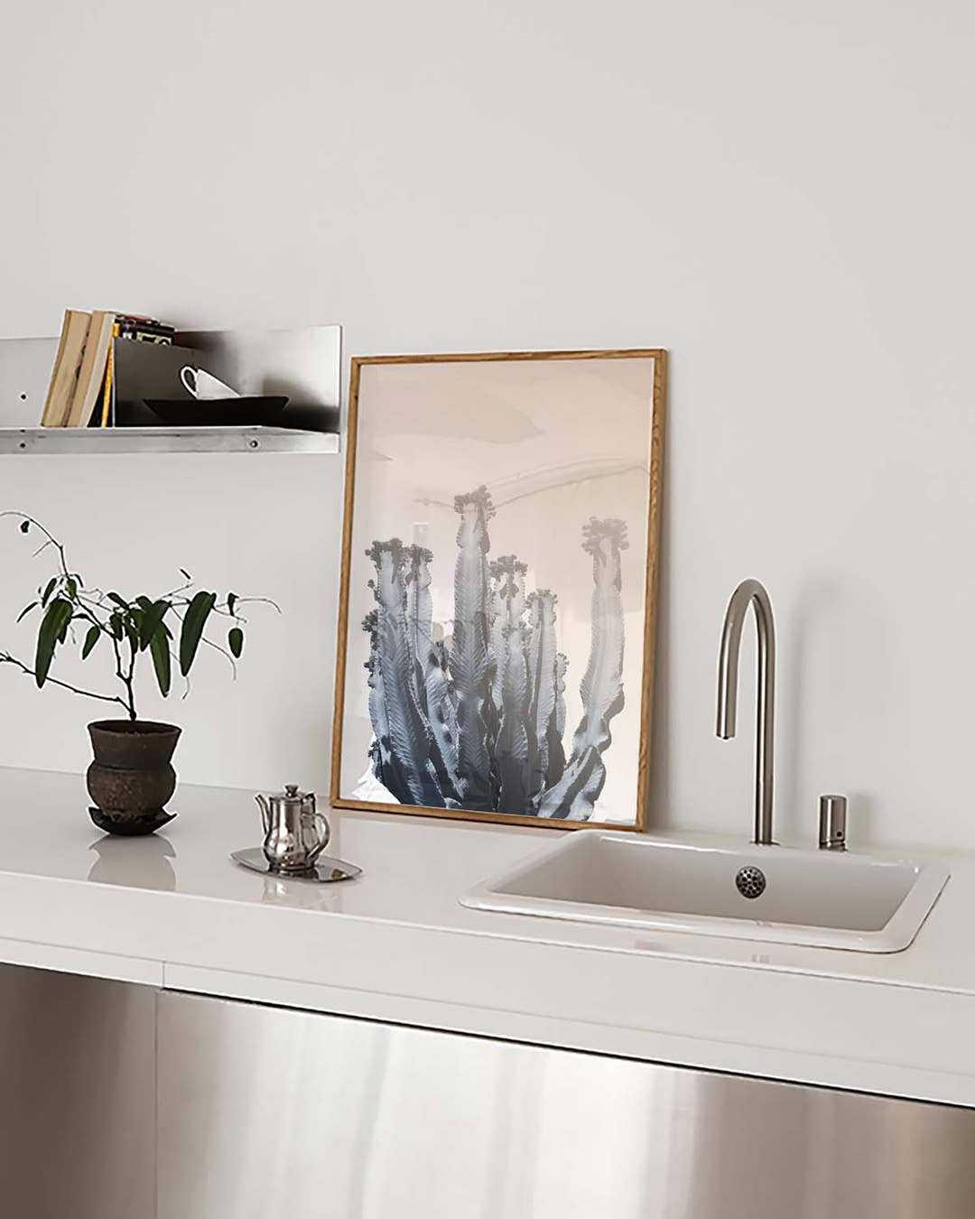 Gedämpftes Blau Kaktus Poster – Muted Blue Cactus