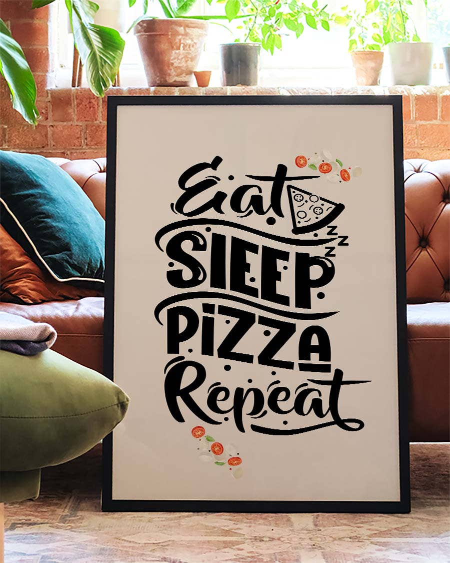 Pizza Typografie Poster – Pizza Repeat
