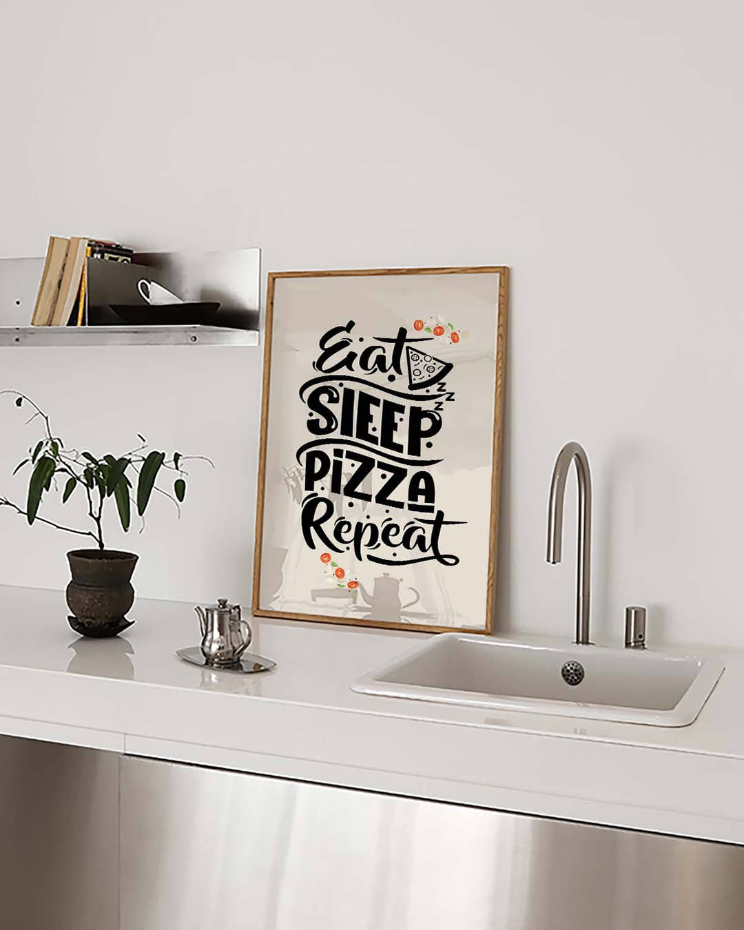 Pizza Typografie Poster – Pizza Repeat