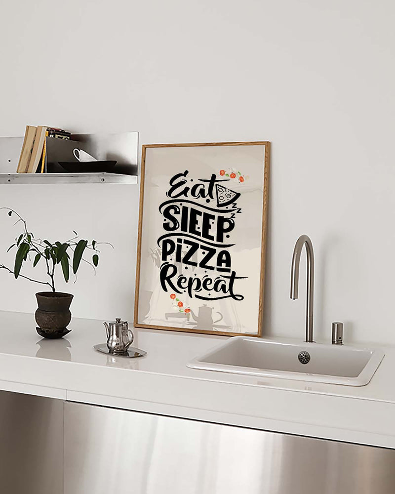 Pizza Typografie Poster – Pizza Repeat