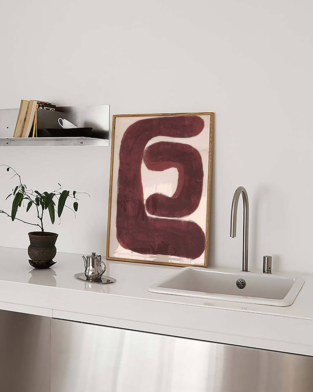 Rote Abstrakte Form Poster – Red Abstract Form