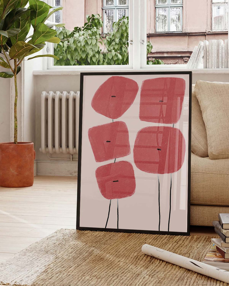 Rote Blume Minimal Poster – Red Flower Minimal