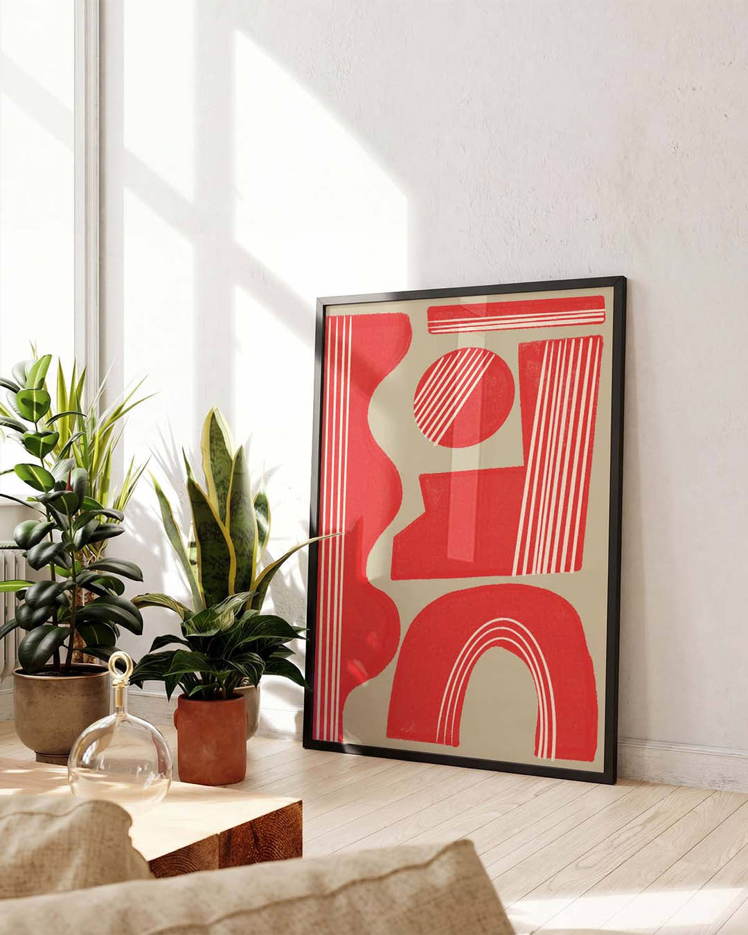 Rotes Geometrisches Abstrakt Poster – Red Geometric Abstract