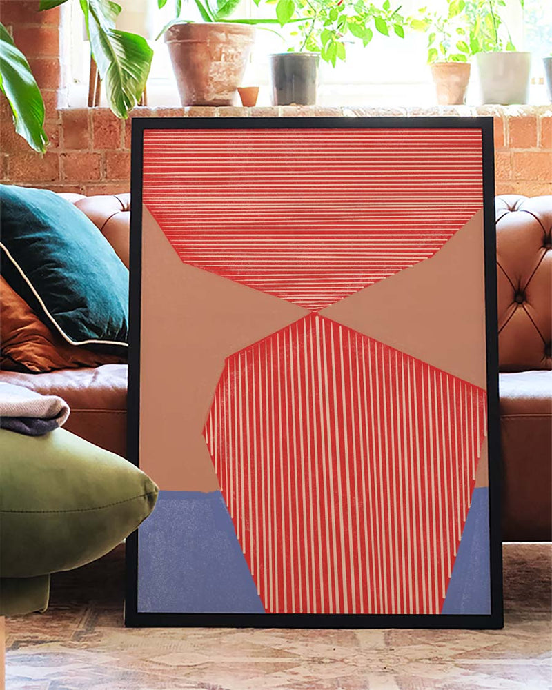 Rote Geometrische Streifen Poster – Red Geometric Stripes