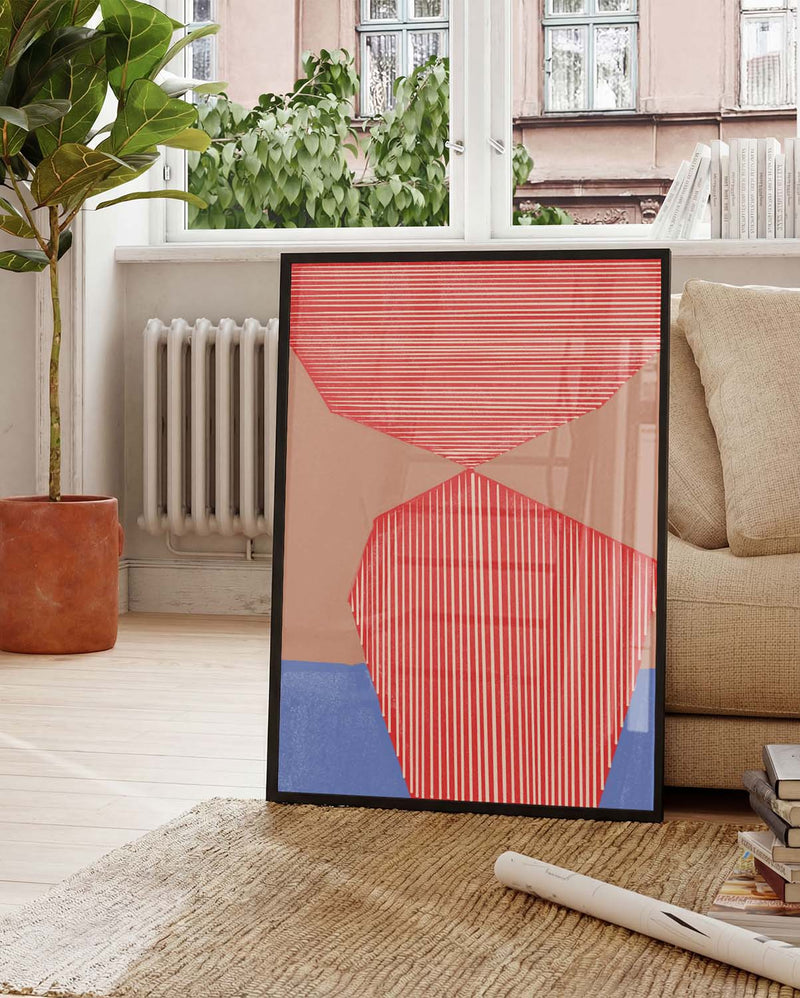 Rote Geometrische Streifen Poster – Red Geometric Stripes