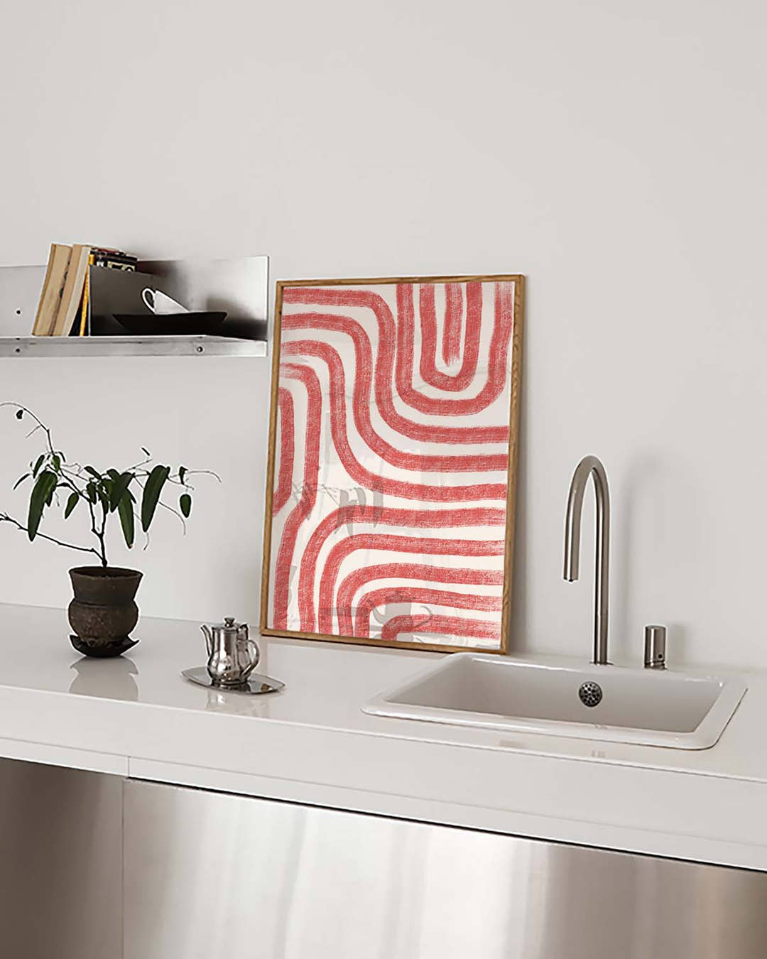 Rotes Muster Wellen Poster – Red Pattern Waves