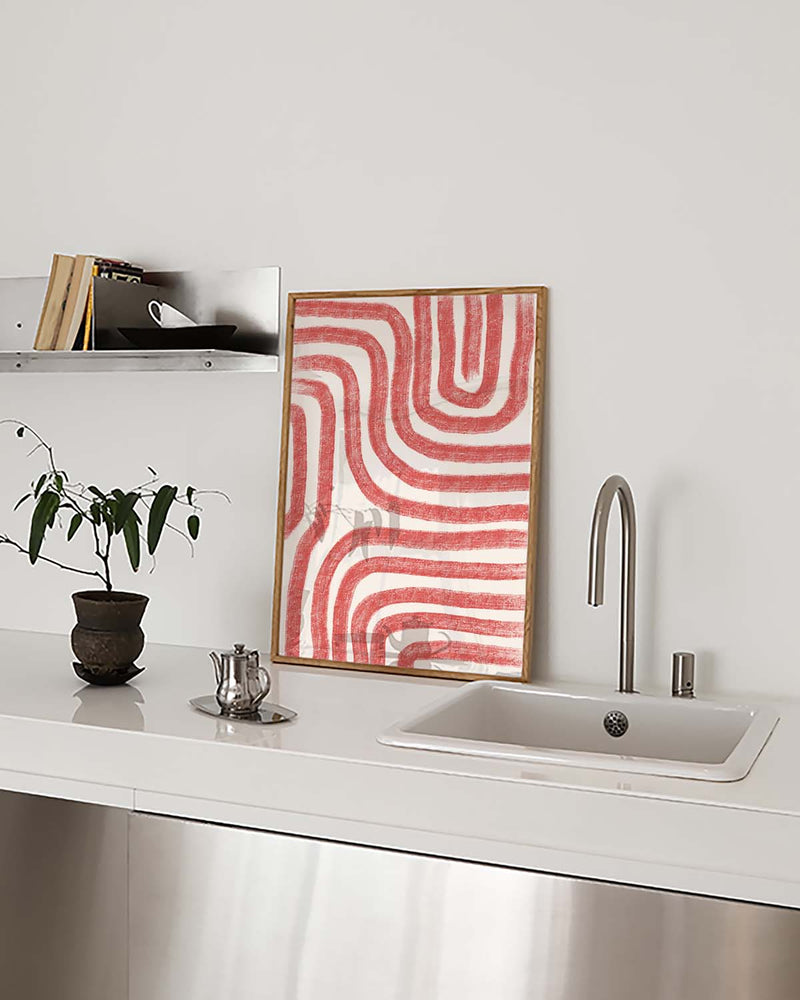 Rotes Muster Wellen Poster – Red Pattern Waves