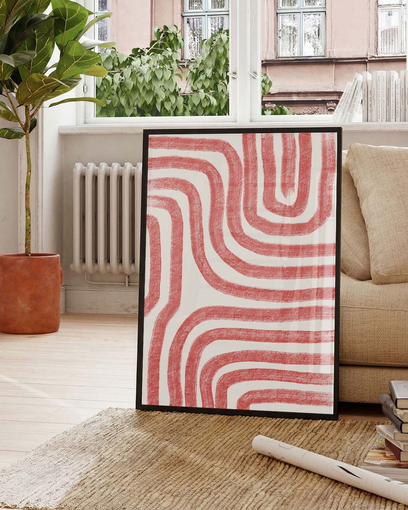 Rotes Muster Wellen Poster – Red Pattern Waves