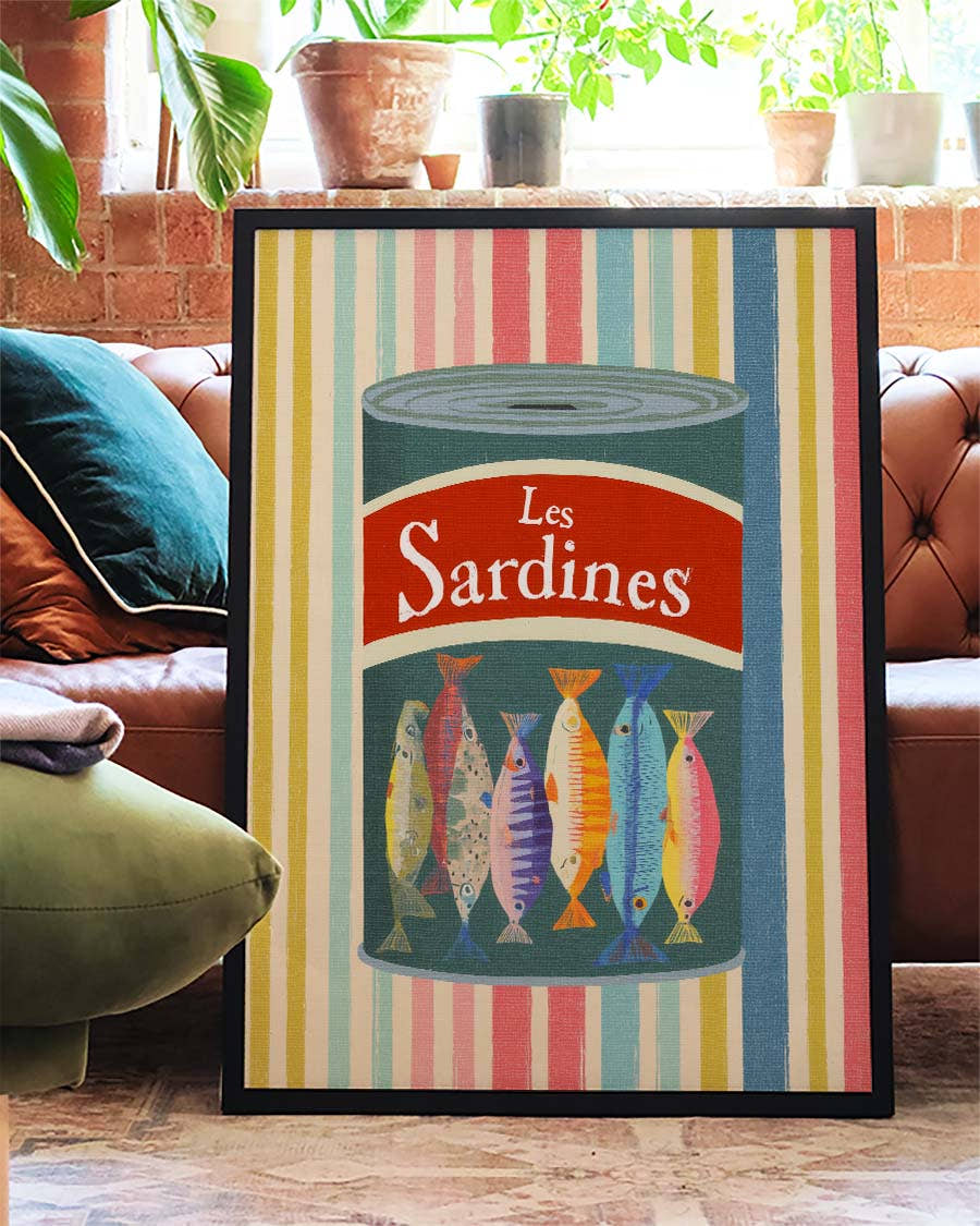 Retro Food Illustration Poster – Sardines Can Illustration