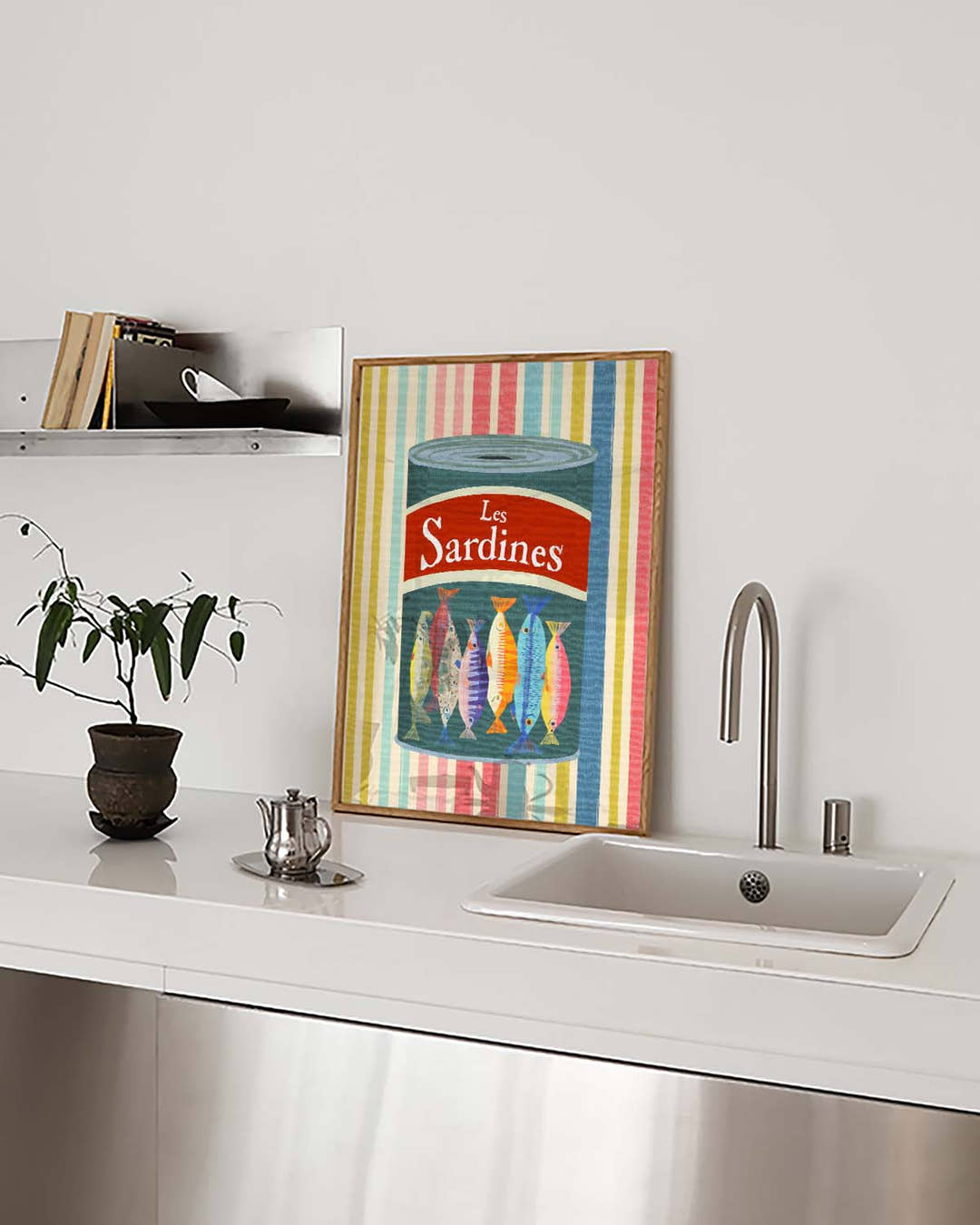 Retro Food Illustration Poster – Sardines Can Illustration