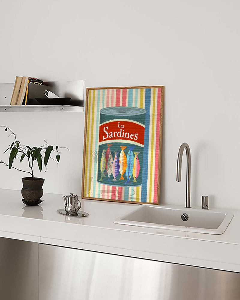 Retro Food Illustration Poster – Sardines Can Illustration