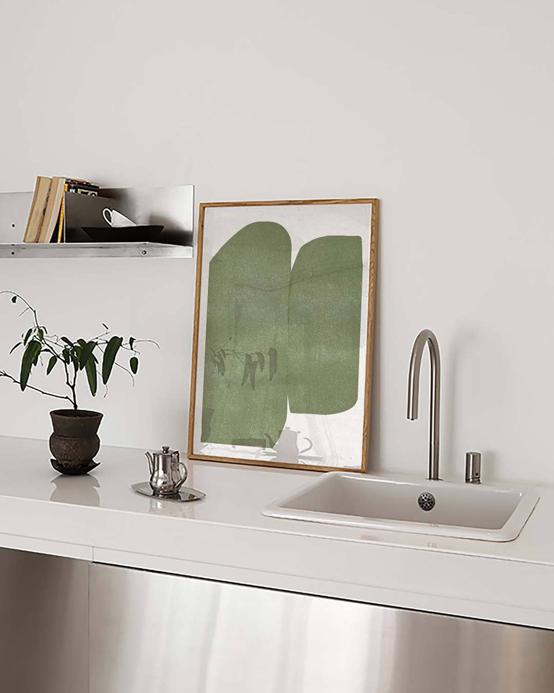 Soft Green Abstract Forms Poster – Sanfte Grüne Formen