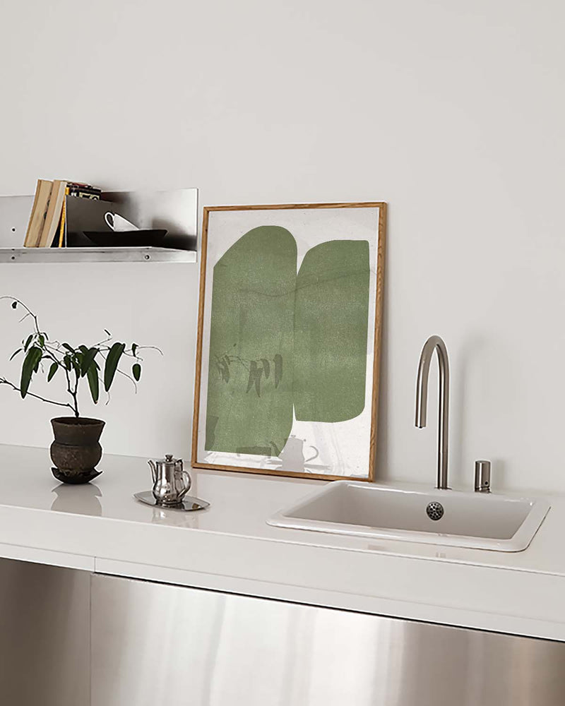 Soft Green Abstract Forms Poster – Sanfte Grüne Formen