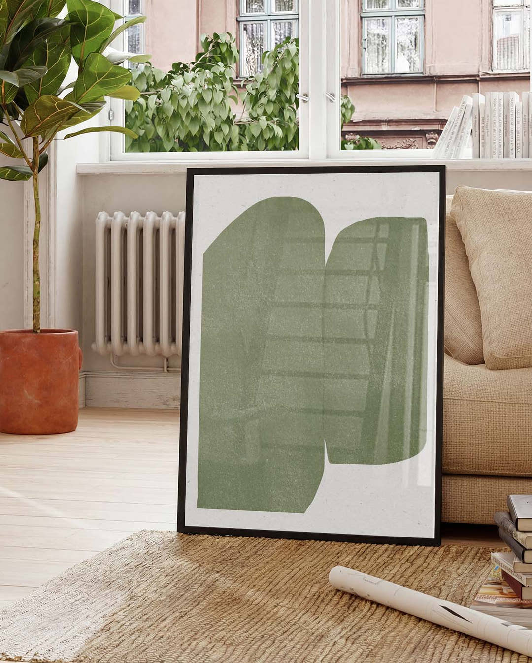 Soft Green Abstract Forms Poster – Sanfte Grüne Formen
