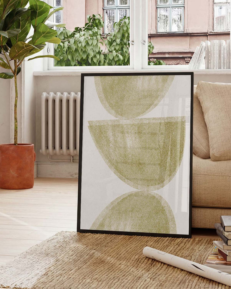 Abstraktes Minimal Poster – Soft Green Semi Circles