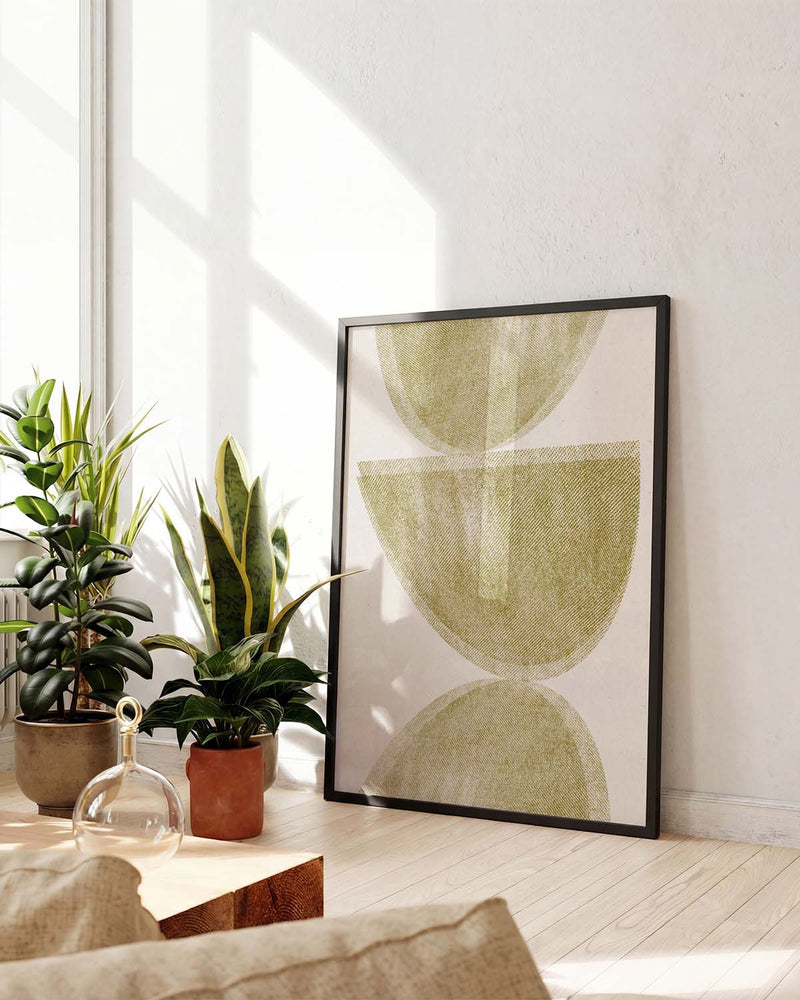 Abstraktes Minimal Poster – Soft Green Semi Circles