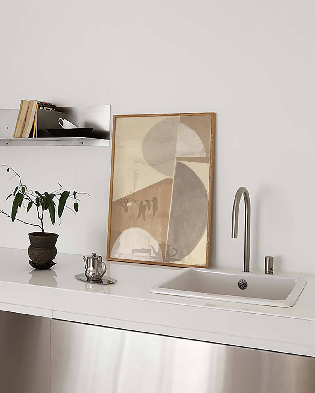 Soft Neutral Geometry Poster – Neutrale Geometrische Komposition