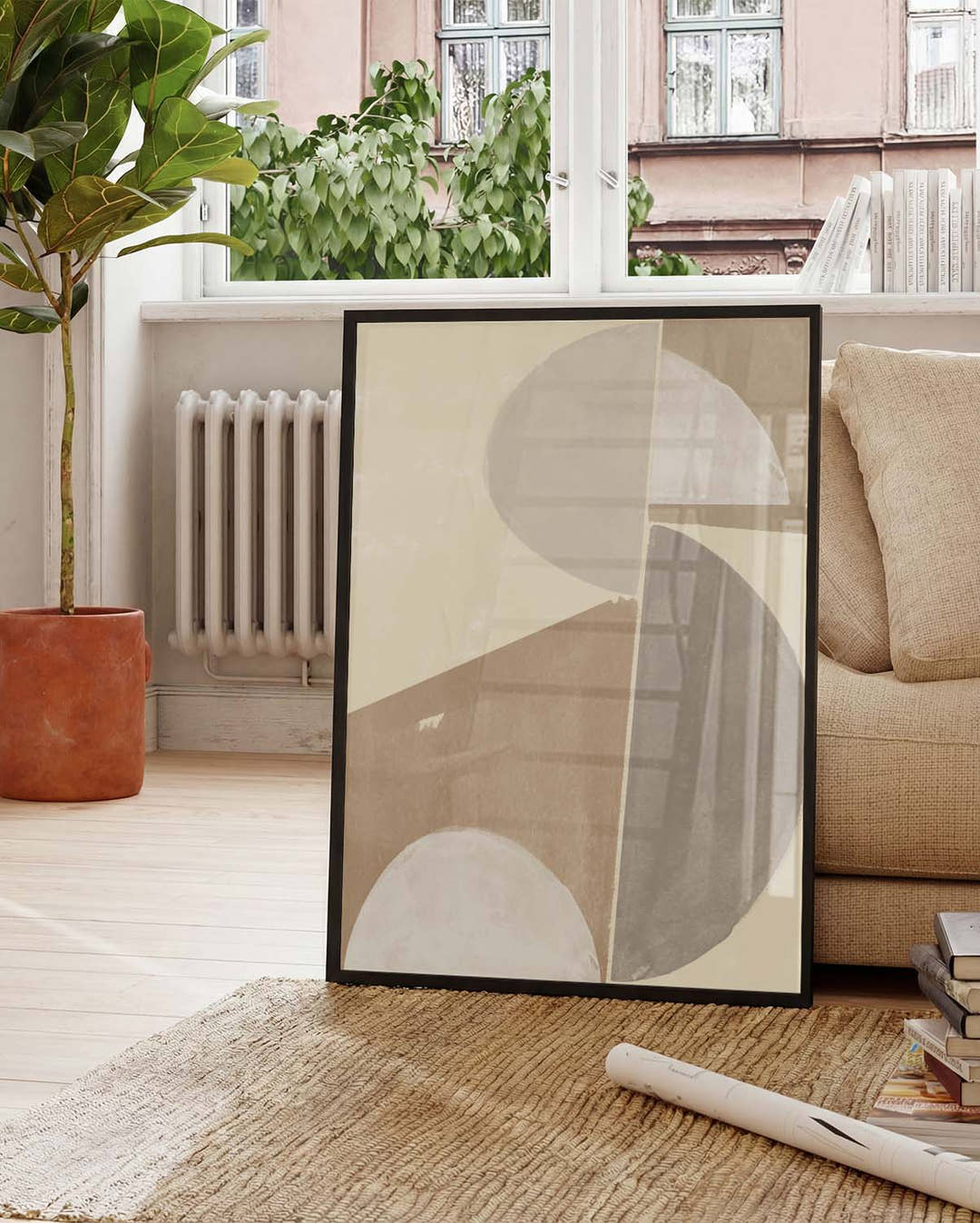 Soft Neutral Geometry Poster – Neutrale Geometrische Komposition
