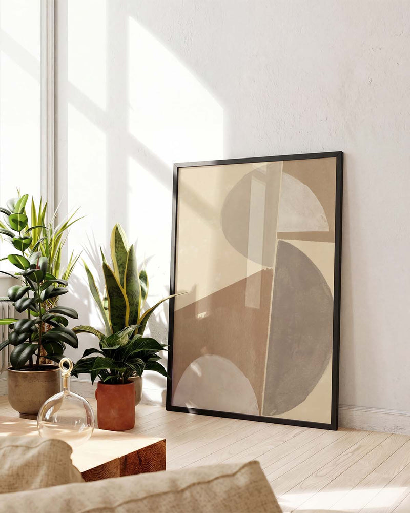 Soft Neutral Geometry Poster – Neutrale Geometrische Komposition