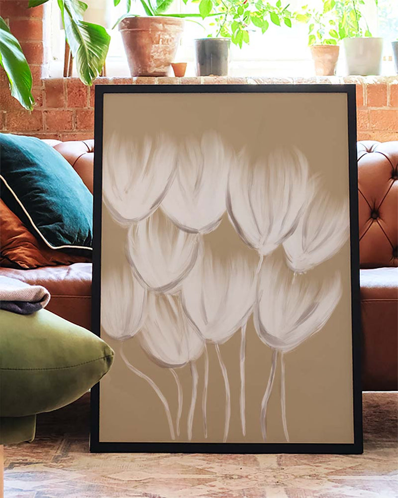 Soft Tulip Cluster Poster – Minimalistische Tulpen