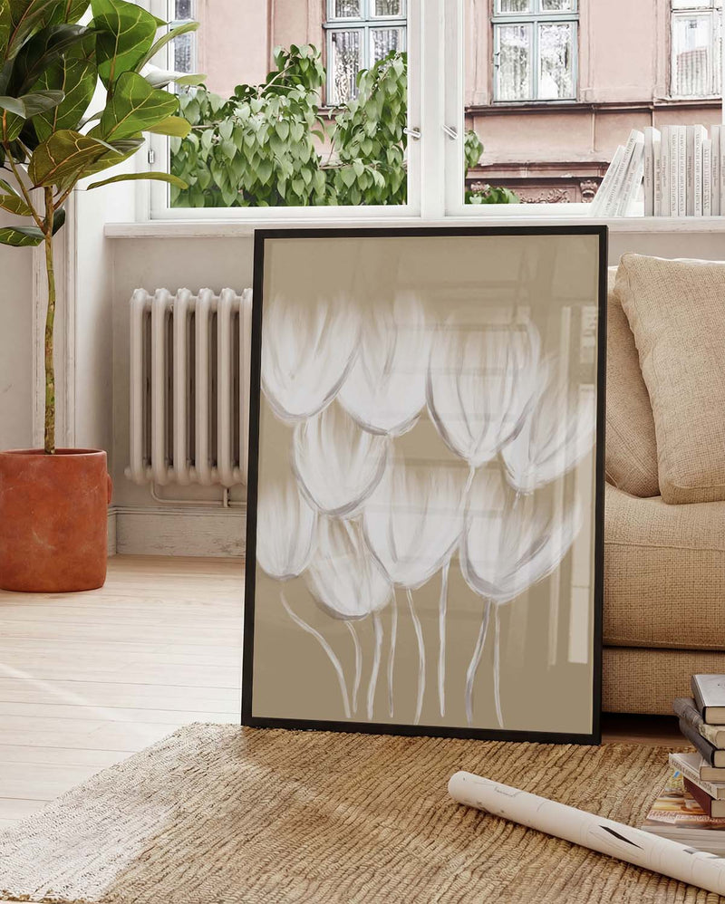 Soft Tulip Cluster Poster – Minimalistische Tulpen
