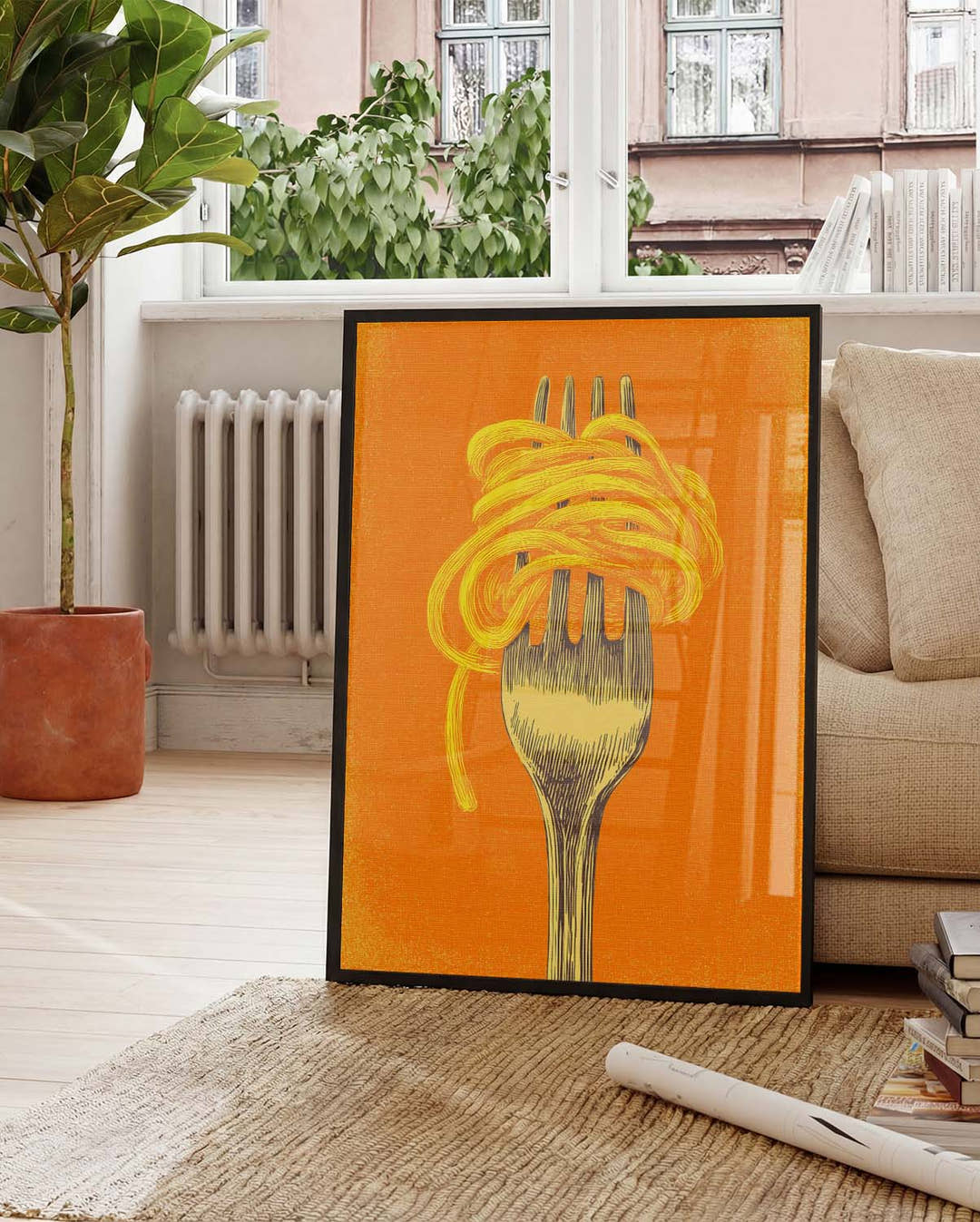 Pasta Illustration Poster – Spaghetti Fork