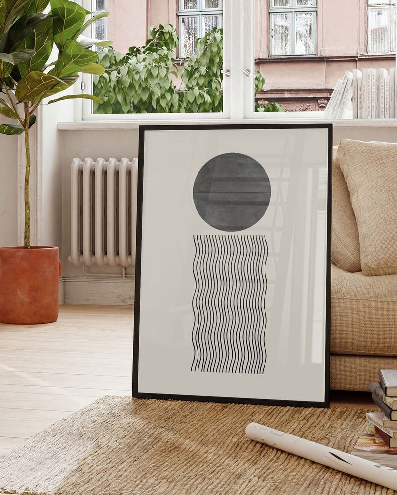 Sun Over Waves Poster – Minimalistisches Sonnenmotiv