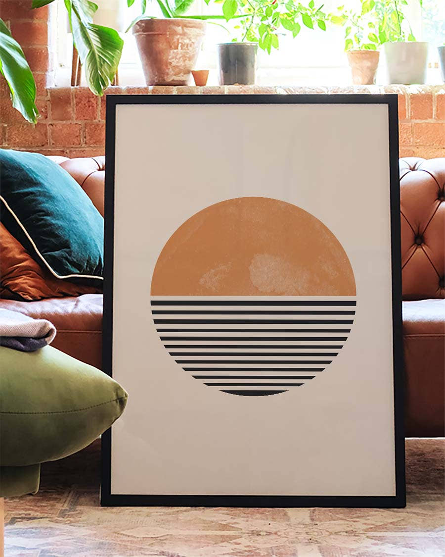 Abstrakte Sonnenkunst Poster – Sun Stripe Horizon