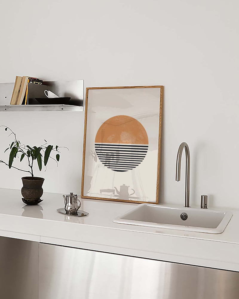 Abstrakte Sonnenkunst Poster – Sun Stripe Horizon