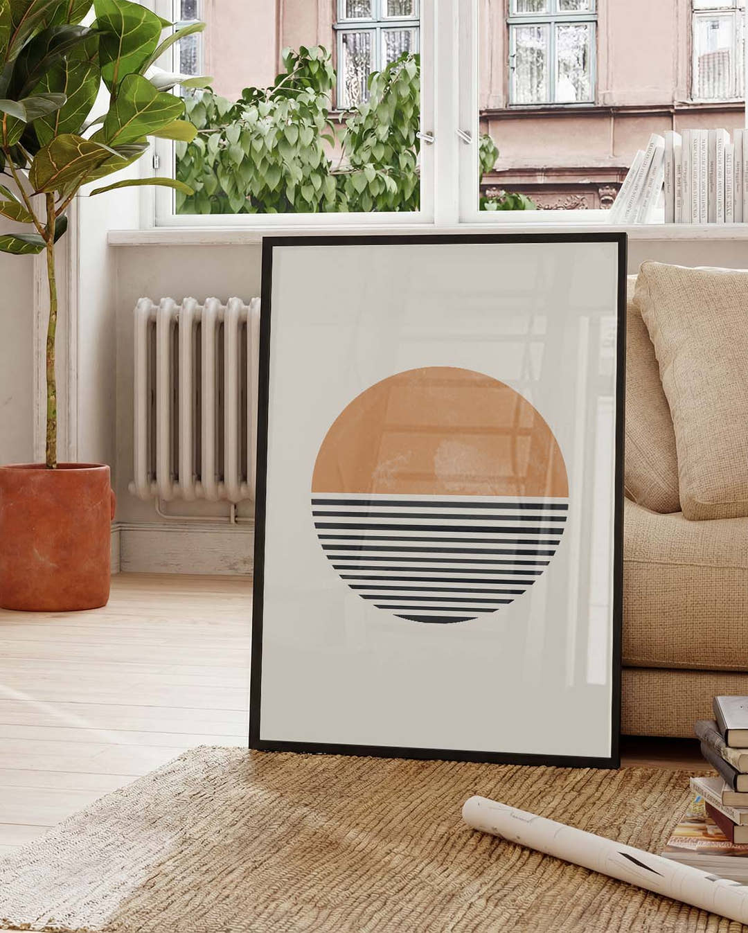 Abstrakte Sonnenkunst Poster – Sun Stripe Horizon