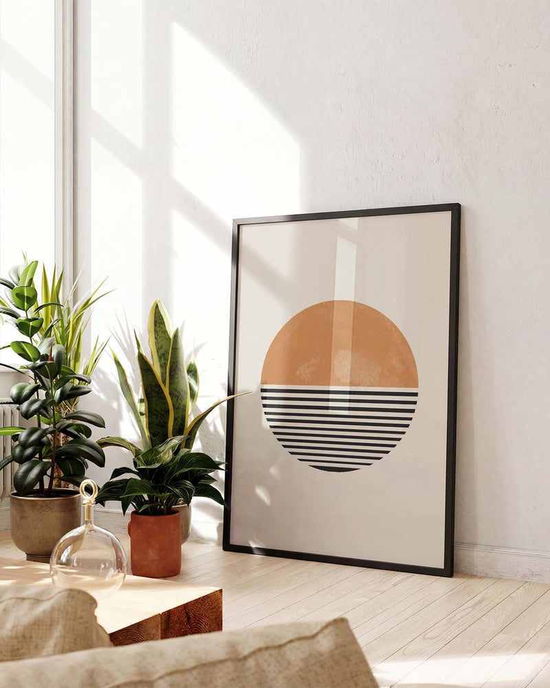 Abstrakte Sonnenkunst Poster – Sun Stripe Horizon